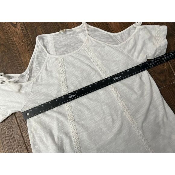 WOMENS ROXY OFF WHITE BOHO COLD SHOULDER FLOWY KNIT SHORT SLEEVE TOP BLOUSE SZ S - Picture 11 of 12